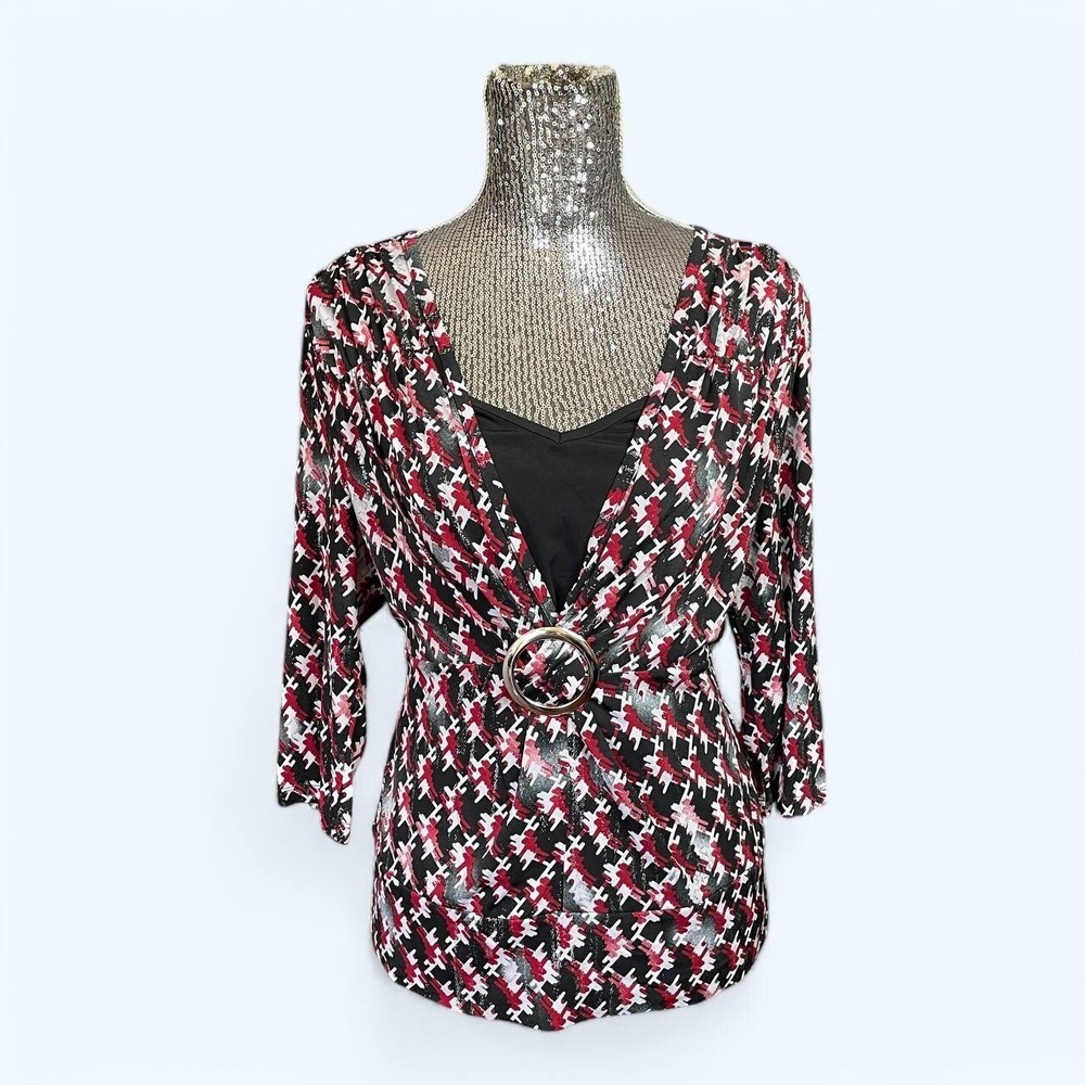 Vintage Y2K Ring Buckle Wrap Top Medium 90s 2000s Statement Going Out‎ Party